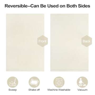 LEEVAN Washable Area Rug 4x6, Hand-Woven Cotton Living Room Rug, White Braided Bedroom Rug, Farmhouse Indoor/Outdoor Floor Carpet for Patio, Nursery, Office, Playroom, Dining Room