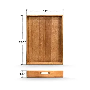 Premium Acacia Wood Serving Tray with Handles for All Occasions