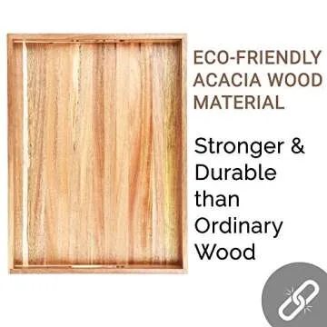 Premium Acacia Wood Serving Tray with Handles for All Occasions