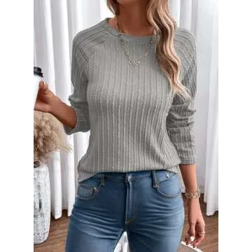 Dokotoo Plus Size Womens Tops Trendy Spring 2024 Outfits Long Sleeve Shirts Women Dressy Casual Business Cute Blouses Tunic Loose Sweaters Tshirts Teacher Fashion 2025 Knit Work Comfort Tees Grey