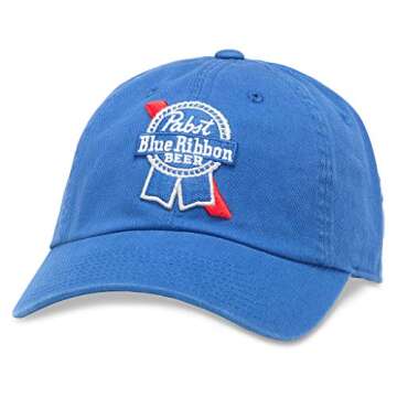 AMERICAN NEEDLE Ballpark Pabst Blue Ribbon Blue Beer Baseball Dad Buckle Strap Hat (PBC-1901B-ROY)