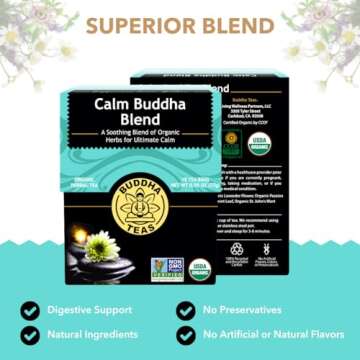 Buddha Teas - Calm Buddha Blend - Organic Herbal Tea - For Health & Wellbeing - Blend of Organic Her...