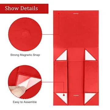 DaiJoob Gift Box with Lid for Presents 10.5x7.5x3.1 Inches with Ribbon and Magnetic Closure(1-Pack) (Red)