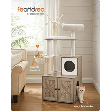 Feandrea Cat Tree with Litter Box Enclosure for Modern Homes