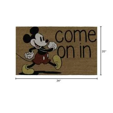 Gertmenian Disney Mickey Mouse Coir Doormat - 2x3 Welcome Mat (2-Pack), Ideal for High Traffic Areas in Front Door, Garage, Entryway - Love/Hello, 47533