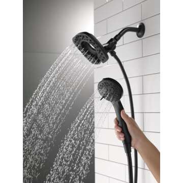 Delta Faucet 4-Spray In2ition Dual Shower Head with Handheld Spray, Matte Black Shower Head with Hos...