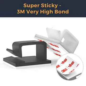 Cable Clips with Strong Self-Adhesive, XIAOXI R Shape Cable Management TV PC Wire Holder Sticky Tidy and Organizer Cord and Wires - 40 Pcs (White)