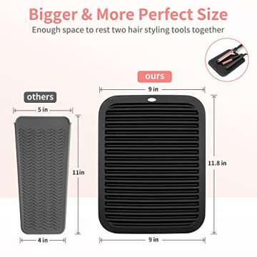 Large Silicone Heat Resistant Mat, Hot Tools Straightener Mat, Professional Heat Mat for Curling Iro...