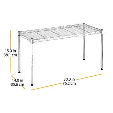 Whitmor Wire Shelving Unit, Metal Storage Shelves, Durable Heavy Duty Shelf, Easy Assembly for Pantry, Kitchen, Garage, Plant, 14" x 30" x 15"