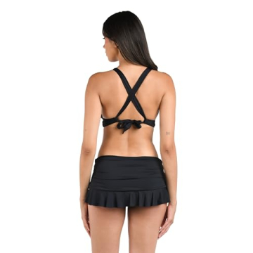 La Blanca Women’s High Neck Midkini Bikini Top - Black