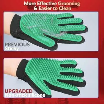 DELOMO Pet Grooming Gloves, 255 Tips, Gentle De-Shedding Brush for Pet Care, 2 Count