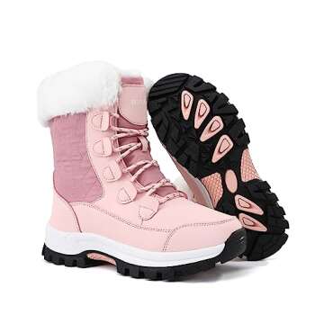 COOJOY Womens Winter Snow Boots Waterproof Shoes Tennis Walking Comfortable Hiking Booties Furry Mid...