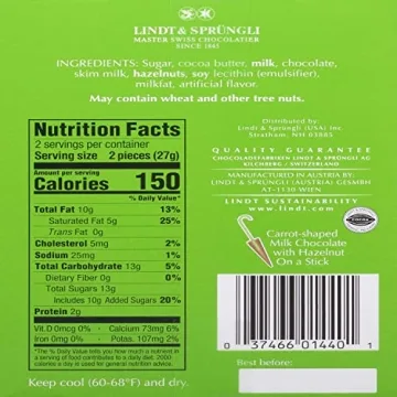 Lindt Milk Hazelnut Chocolate Carrots Easter Treats