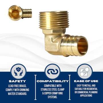 5 XFitting 3/4" PEX Male NPT Brass Elbow Fittings