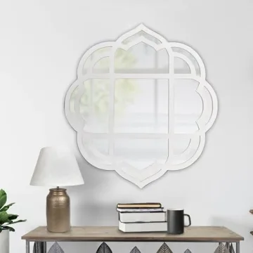 Farmhouse Scalloped Window Mirror for Wall Decor