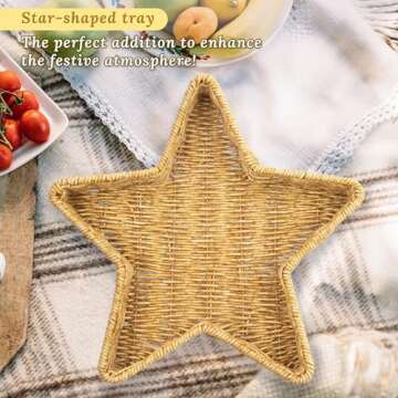 WeeNest Star Wicker Basket, Rattan Basket, Decorative Basket, Star Plates, Woven Basket for Gifts, S...