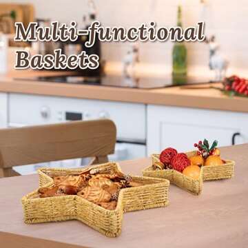 Star Wicker Baskets Set for Christmas and Decor