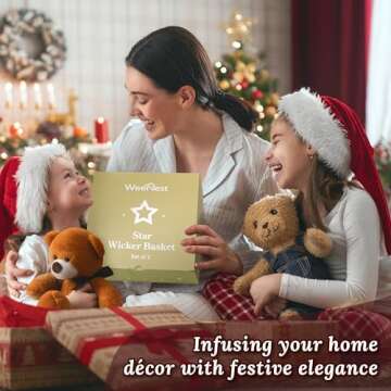 Star Wicker Baskets Set for Christmas and Decor