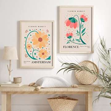 AnyDesign 9Pcs Flower Market Wall Art Prints for Home Decor