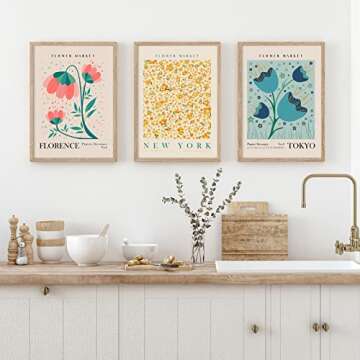 AnyDesign 9Pcs Flower Market Wall Art Prints for Home Decor