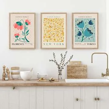 AnyDesign 9Pcs Flower Market Wall Art Prints for Home Decor