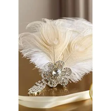 BABEYOND 1920s Flapper Feather Headband Roaring 20s Showgirl Great Gatsby Headpiece