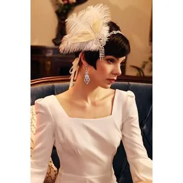 BABEYOND 1920s Flapper Feather Headband Roaring 20s Showgirl Great Gatsby Headpiece