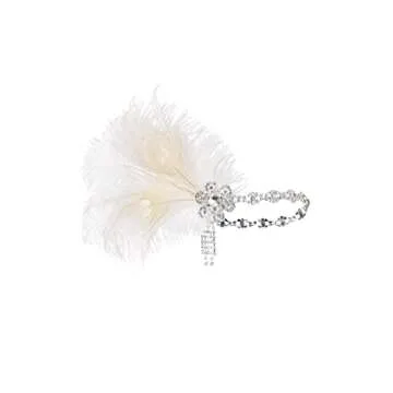 BABEYOND 1920s Flapper Feather Headband Roaring 20s Showgirl Great Gatsby Headpiece