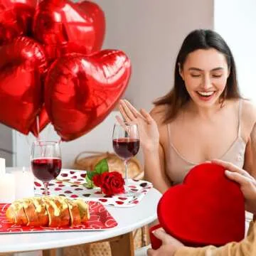 Zubebe 3 Pcs 13 x 10 Inch Valentine's Day Serving Trays Heart Decorative Platter Reusable Valentine Party Decorations for Valentine Celebration Party Serving Food Snacks Cookies Dessert