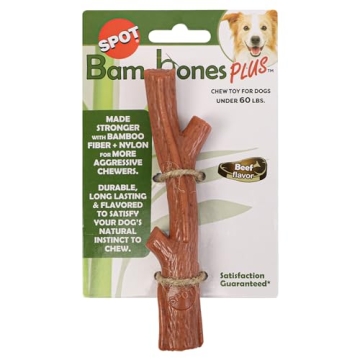 SPOT Bam-bones PLUS Branch - Bamboo Fiber & Nylon, Durable Long Lasting Dog Chew for Aggressive Chew...