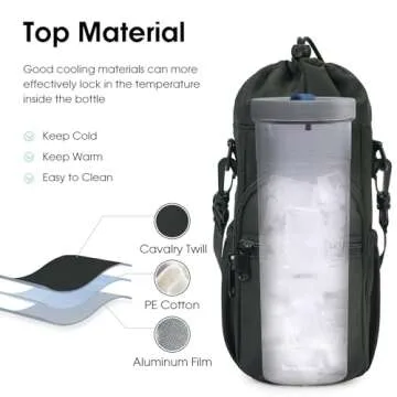 sportsnew Water Bottle Holder with Strap 32oz 40oz Insulated Water Bottle Carrier Sling Bag with Phone Pocket Tumbler Bag Cup Sleeve Crossbody Pouch for Walking Hiking Travelling Carrying, Black