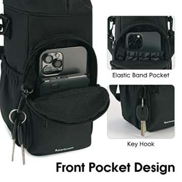 sportsnew Water Bottle Holder with Strap 32oz 40oz Insulated Water Bottle Carrier Sling Bag with Phone Pocket Tumbler Bag Cup Sleeve Crossbody Pouch for Walking Hiking Travelling Carrying, Black