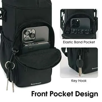 sportsnew Water Bottle Holder with Strap 32oz 40oz Insulated Water Bottle Carrier Sling Bag with Phone Pocket Tumbler Bag Cup Sleeve Crossbody Pouch for Walking Hiking Travelling Carrying, Black