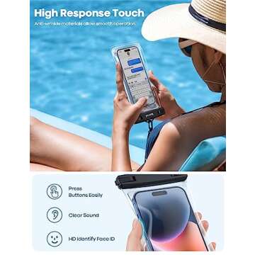 Lamicall 2PCS Waterproof Phone Pouch Floating - [Soft 3D Seamless Design] IPX8 Water Proof Cell Phone Case for Beach, Protector for iPhone, 4-7" Devices, Dry Bag Beach Essentials for Cruise Travel