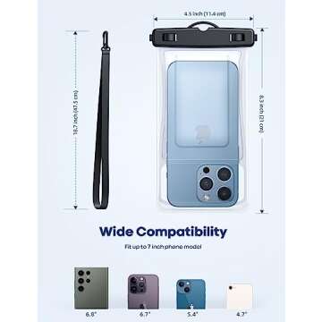 Lamicall 2PCS Waterproof Phone Pouch Floating - [Soft 3D Seamless Design] IPX8 Water Proof Cell Phone Case for Beach, Protector for iPhone, 4-7" Devices, Dry Bag Beach Essentials for Cruise Travel