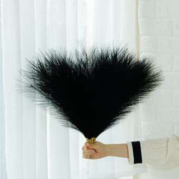 AfooBezos 7Pcs Faux Pampass Grass, Pampass Grass Decor - 17 Inch Dried Pampass Grass Small - Artificial Pompous Grass Branches Decor (Black)