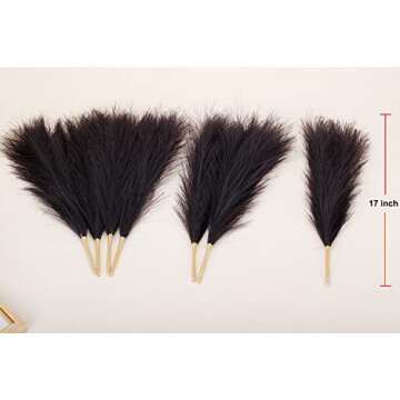 AfooBezos 7Pcs Faux Pampass Grass, Pampass Grass Decor - 17 Inch Dried Pampass Grass Small - Artificial Pompous Grass Branches Decor (Black)
