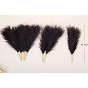 AfooBezos 7Pcs Faux Pampass Grass, Pampass Grass Decor - 17 Inch Dried Pampass Grass Small - Artificial Pompous Grass Branches Decor (Black)