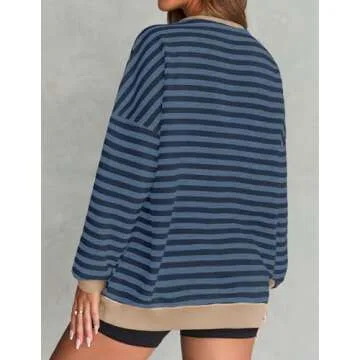 ZESICA Casual Striped Pullover - Stylish & Comfy Sweatshirt