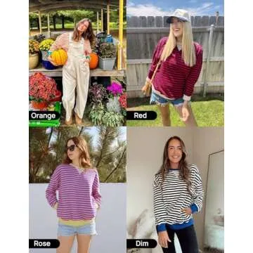 ZESICA Casual Striped Pullover - Stylish & Comfy Sweatshirt
