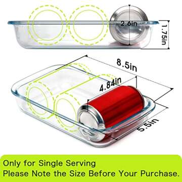 1 Liter Mini Glass Baking Dish - 5.5in x 8in Rectangular Oven-Safe Glass Pan for Single Serving or S...