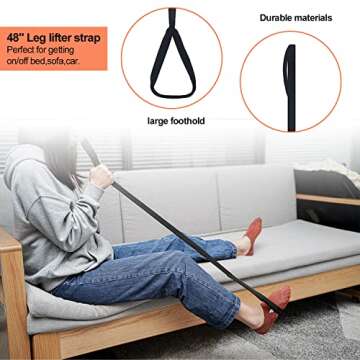 Kekoy 6 In 1 Hip Kit, Knee Back Surgery Hip Replacement Recovery Kit With 32" Grabber Reacher Tool,Sock Aid Device for Seniors,Shoe Horn Long Handle & Dressing Stick,Leg Lifter,Bath Sponge,Storage Bag