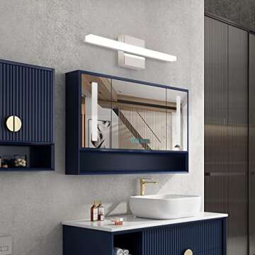 kinyota Modern LED Vanity Lights for Bathroom 2 Pack 16IN 9W Daylight White Chrome Bathroom Light Fixtures Bathroom Lights Over Mirror Vanity Lighting Fixtures Bathroom Vanity Light