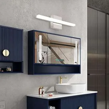 kinyota Modern LED Vanity Lights for Bathroom 2 Pack 16IN 9W Daylight White Chrome Bathroom Light Fixtures Bathroom Lights Over Mirror Vanity Lighting Fixtures Bathroom Vanity Light