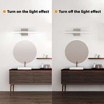 kinyota Modern LED Vanity Lights for Bathroom 2 Pack 16IN 9W Daylight White Chrome Bathroom Light Fixtures Bathroom Lights Over Mirror Vanity Lighting Fixtures Bathroom Vanity Light