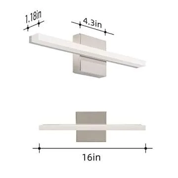 kinyota Modern LED Vanity Lights for Bathroom 2 Pack 16IN 9W Daylight White Chrome Bathroom Light Fixtures Bathroom Lights Over Mirror Vanity Lighting Fixtures Bathroom Vanity Light