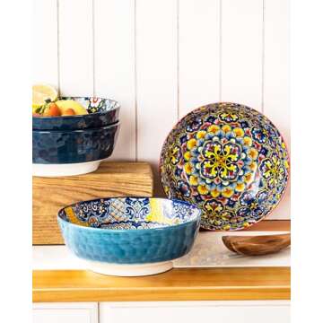 HENXFEN LEAD Large Salad Bowl Set - 48 Oz Ceramic Bowls