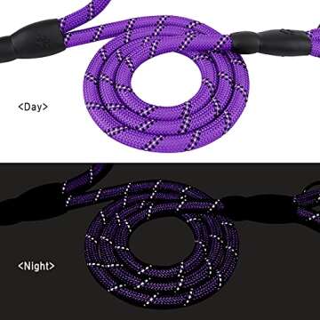 PLUTUS PET Rope Dog Leash 6ft Long,Traffic Padded Two Handle,Heavy Duty,Reflective Double Handles Lead for Control Safety Training,Leashes for Large Dogs or Medium Dogs,Dual Handles Leads(Violet)