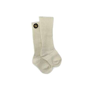 WARRIOR ALPACA SOCKS | Infant & Toddler Cuff-able Knee High | Baby Alpaca Wool (9-18 Months, Off White)
