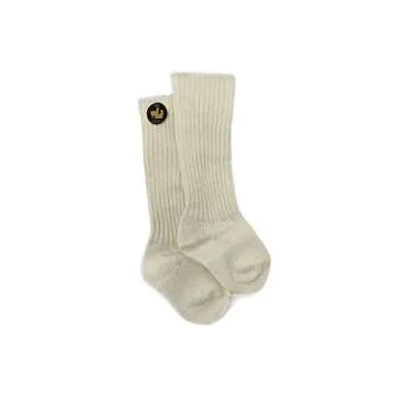 WARRIOR ALPACA SOCKS | Infant & Toddler Cuff-able Knee High | Baby Alpaca Wool (9-18 Months, Off White)